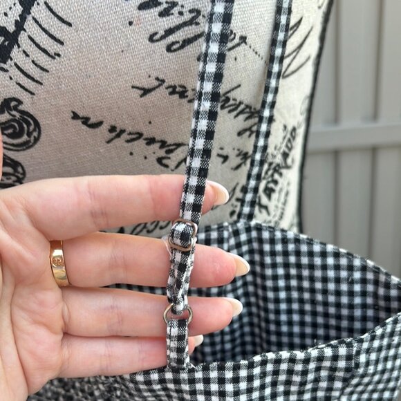 J. Galt Black and White Checkered Cropped Bra Cotton Top - Picture 7 of 9